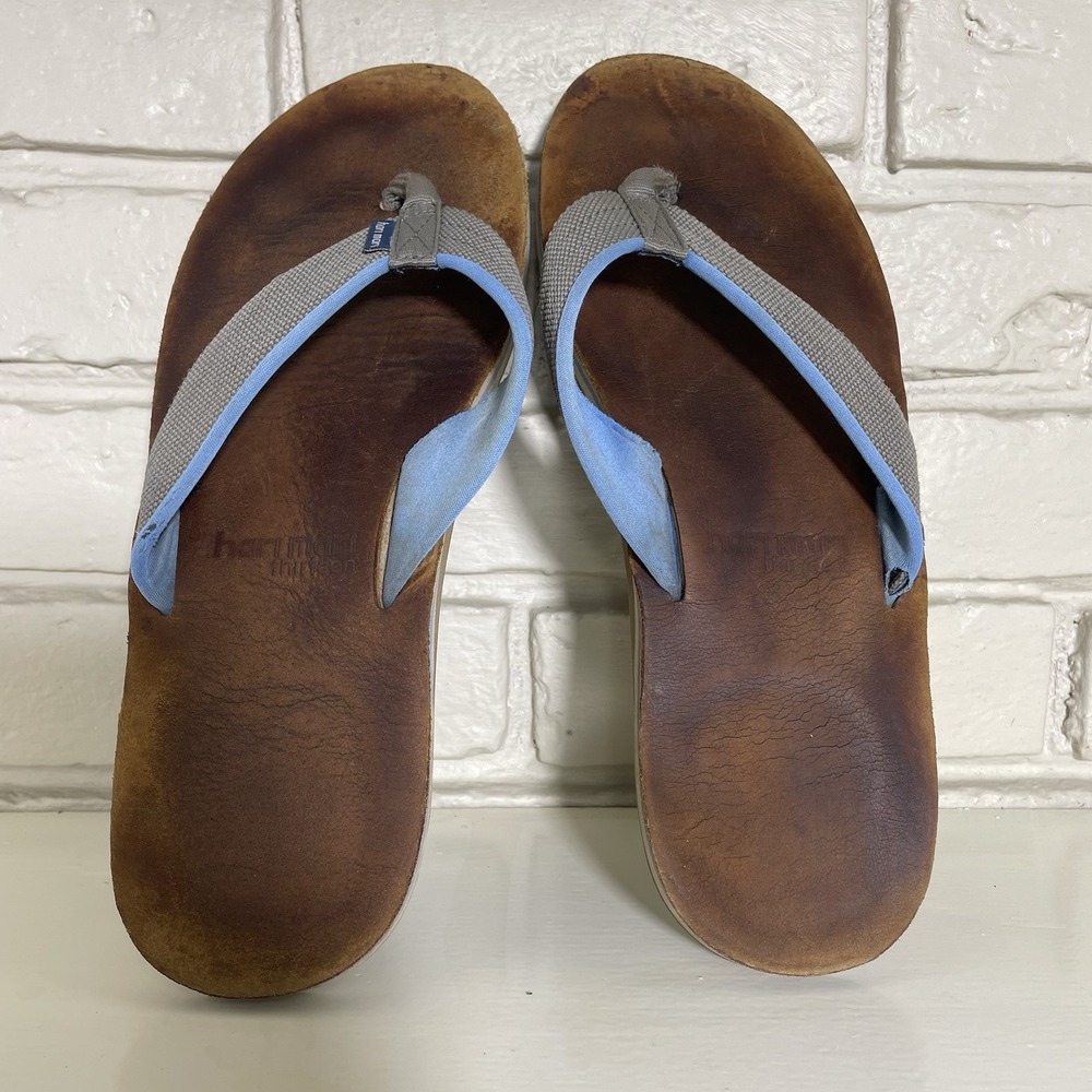Hari Mari Flip Flops Men's Size 13 Thong Leather Brown Sandals
